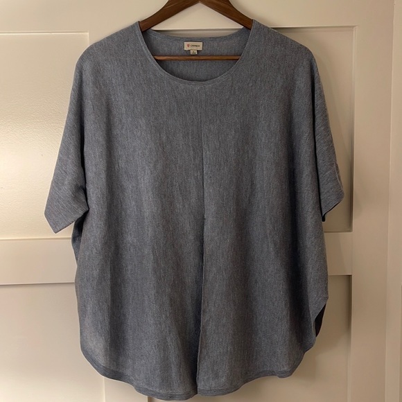 Daniel Cremieux Sweaters - Cremieux Boxy Oversized Short Sleeve Faux Front Slit Sweater